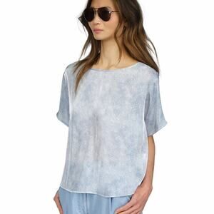 MICHAEL Michael Kors Petal Print Short Sleeve top chambray blue - PXL